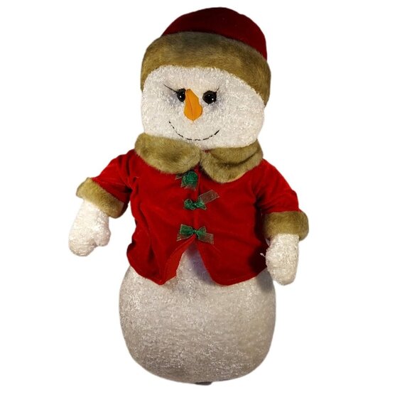 Snow Lady Plush In Red Velvet & Faux Fur Outfit Vintage 18" Tall - Picture 2 of 13